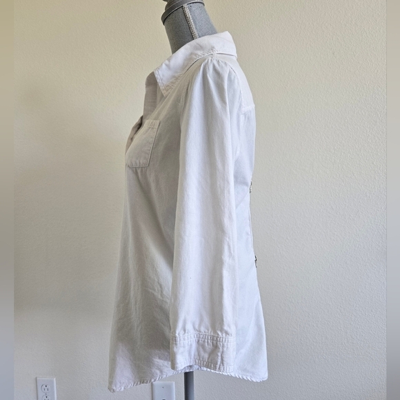 Elizabeth and James Zip Back Cohen 100% cotton White Shirt size Large - Picture 6 of 16